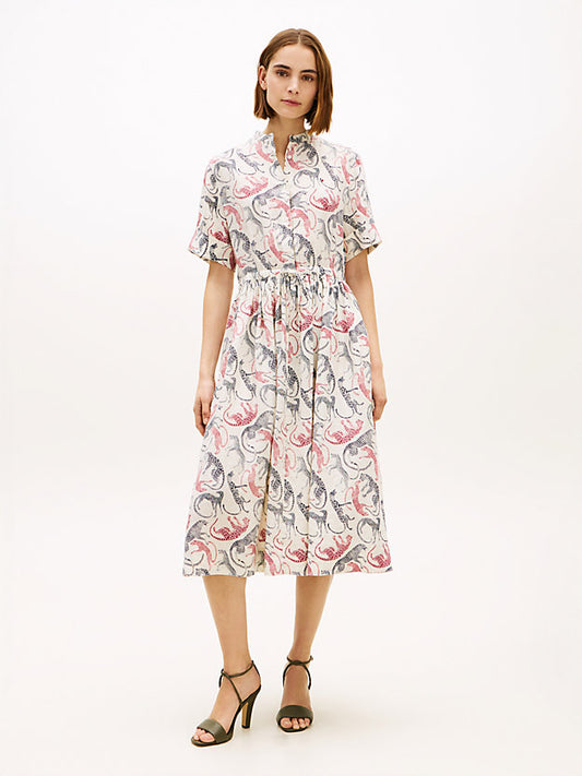 Pure Linen Midi Shirt Dress