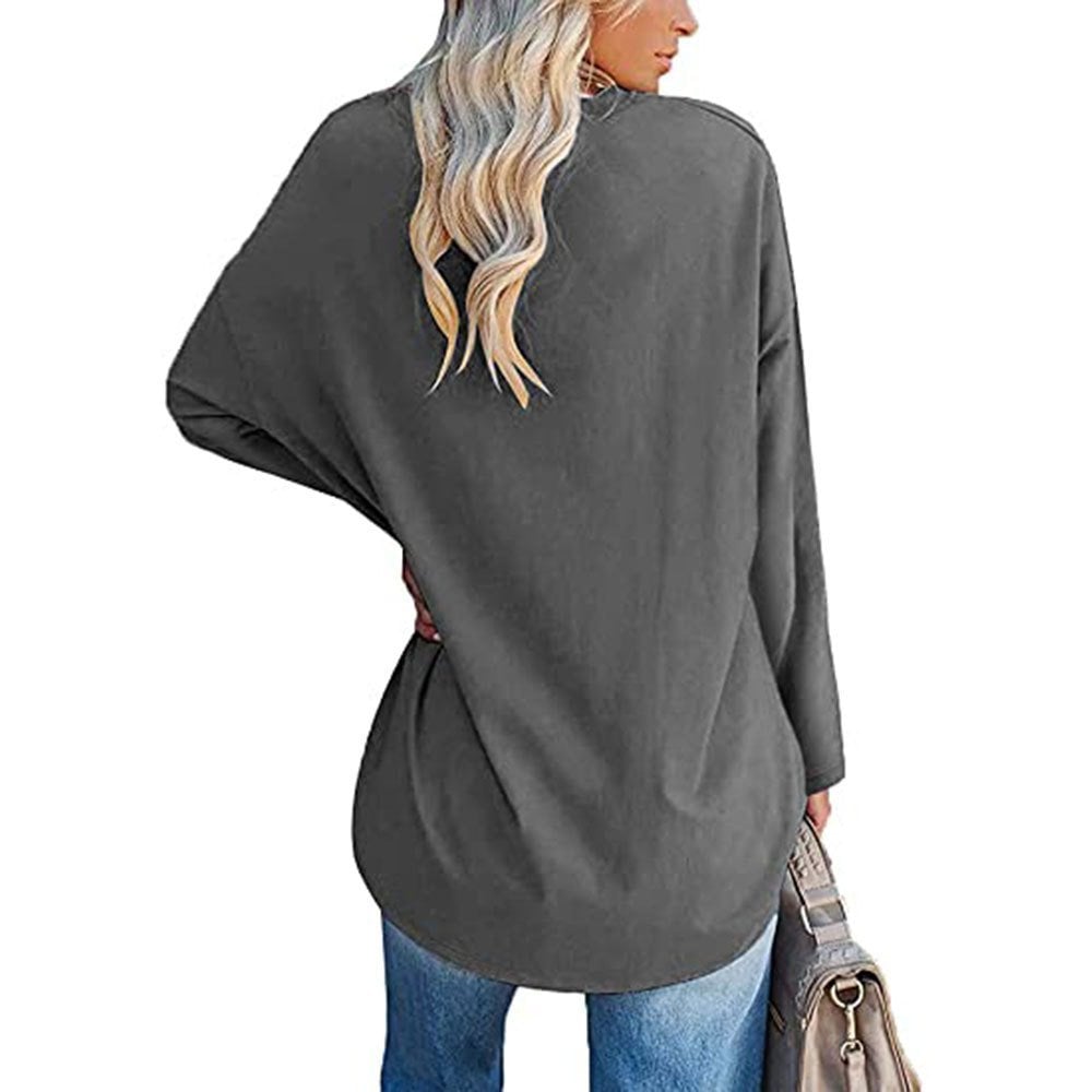 Haut ample à manches longues et col en V tendance pour femme (achetez-en 3, livraison gratuite)