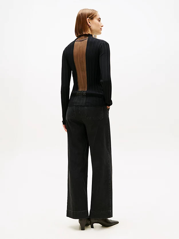 Festive Mock Neck Slim Pleated Jumper