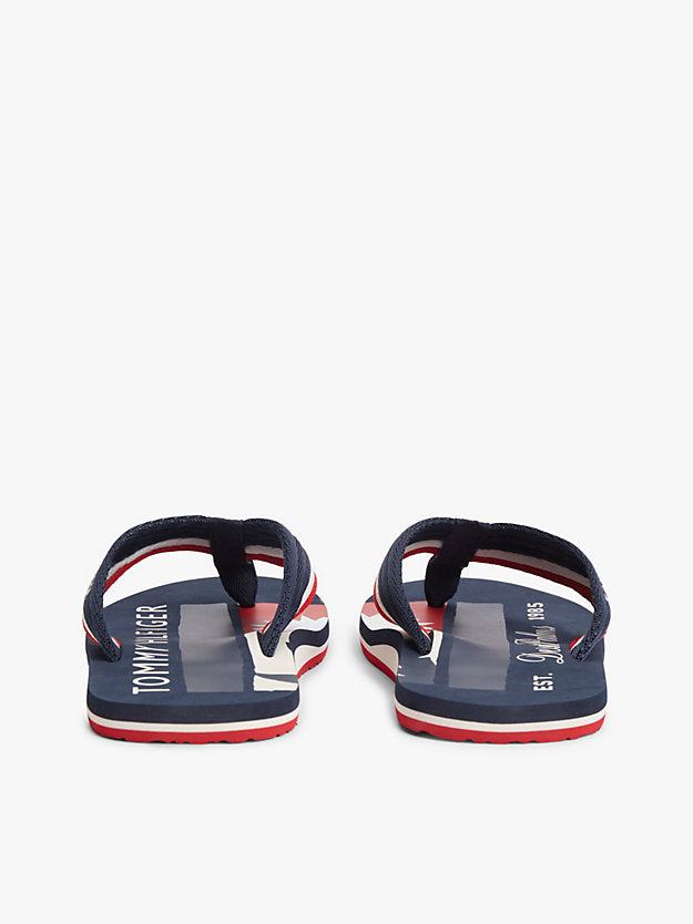 Stripe Webbing Strap Flip-Flops