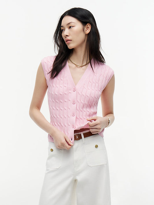 Cable Knit Slim Cap Sleeve Cardigan