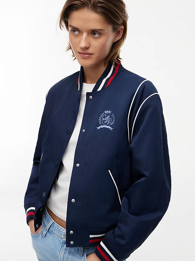 Crest Embroidery Varsity Jacket