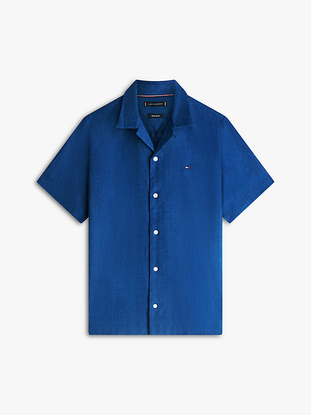 Regular Fit Linen Blend Short Sleeve Shirt