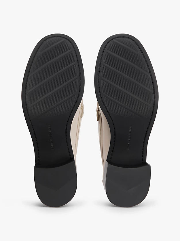 Leather Block Heel Penny Loafers