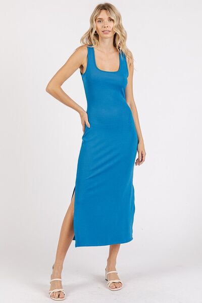 Robe midi débardeur à fines bretelles et fente latérale Mittoshop