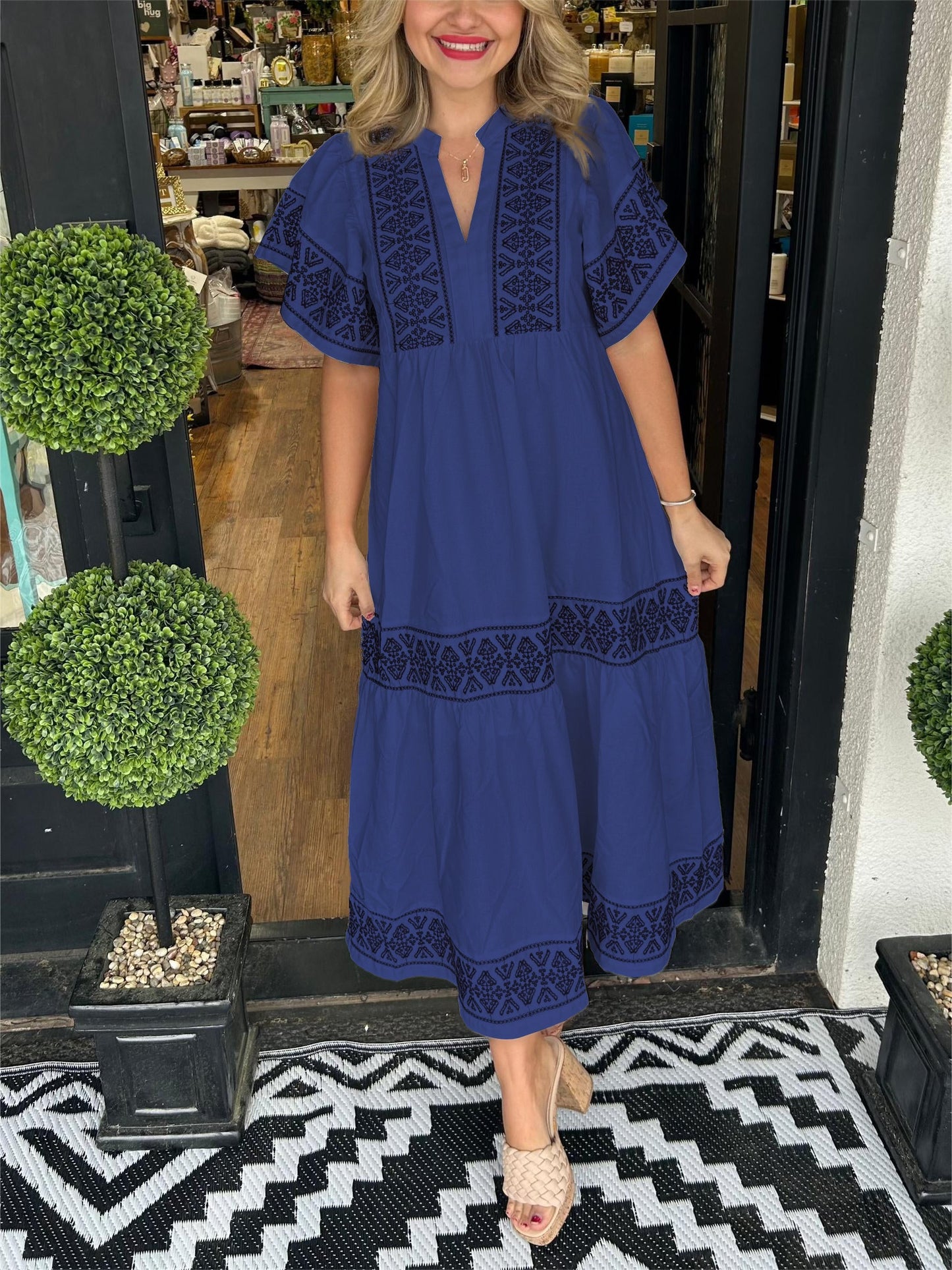 Robe longue bohème à col en V pour femme (2 achetées, livraison gratuite)