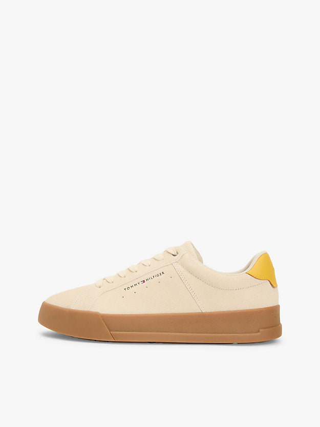 Contrast Heel Suede Court Trainers