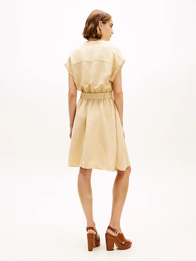 Belted Relaxed Mini Shirt Dress