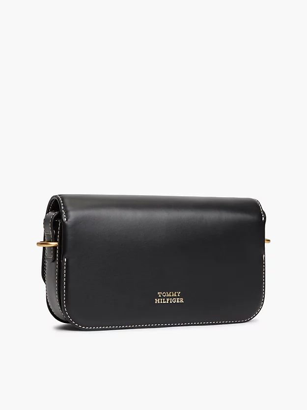 Leather Flap Logo Plaque Crossbody Bag