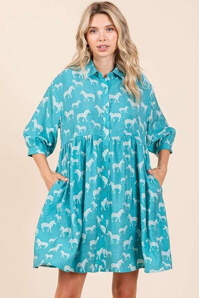 Robe chemise courte à imprimé zèbre Mittoshop