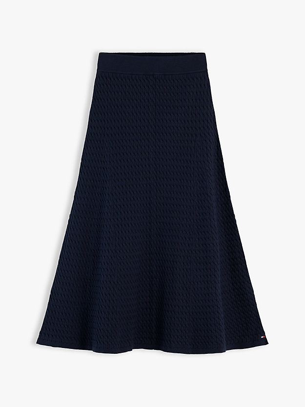 Cable Knit Relaxed A-Line Midi Skirt