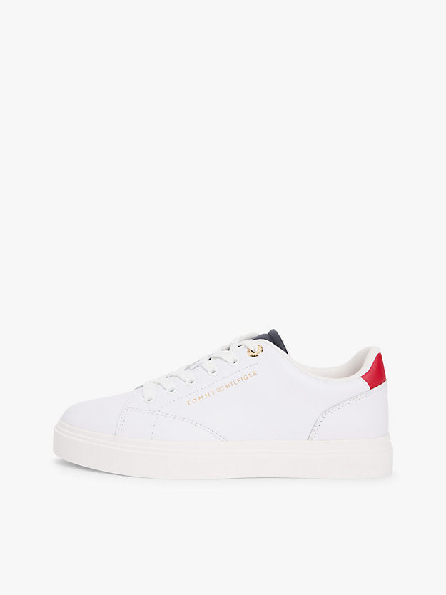 Leather Metallic Logo Cupsole Trainers