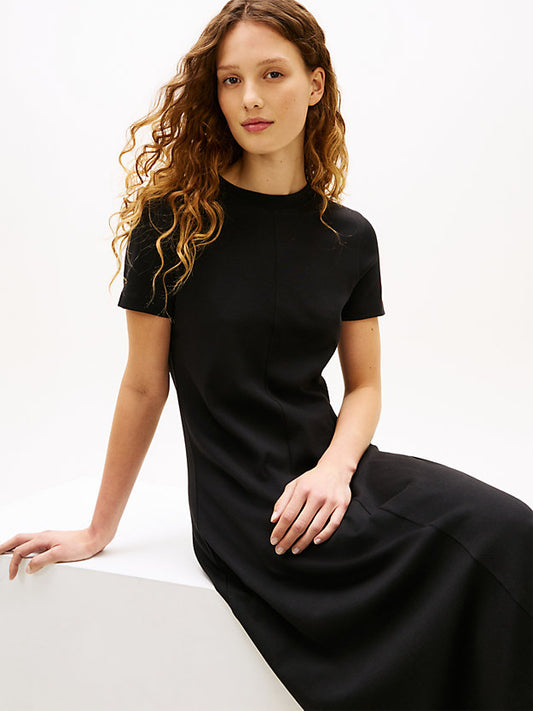 Interlock Knit Midi Fit And Flare Dress