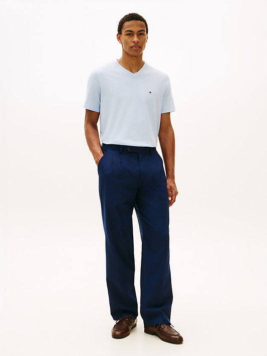 Flag Embroidery V-Neck T-Shirt