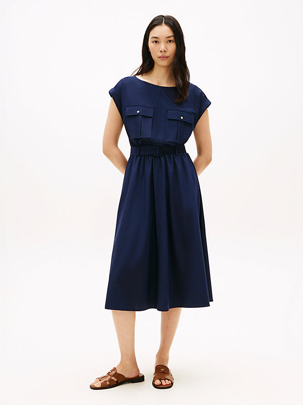 Belted Relaxed Midi Dress WiWool
