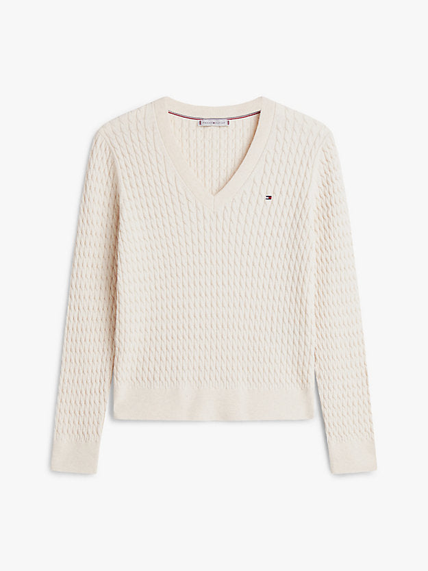 Cable Knit V-Neck Jumper