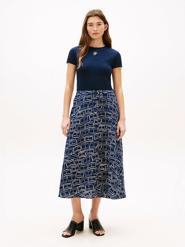 Pure Linen A-Line Midi Skirt