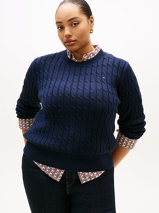 Curve Cable Knit Crew Neck Jumper