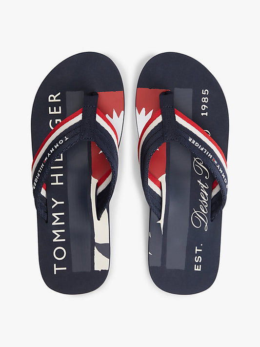 Stripe Webbing Strap Flip-Flops