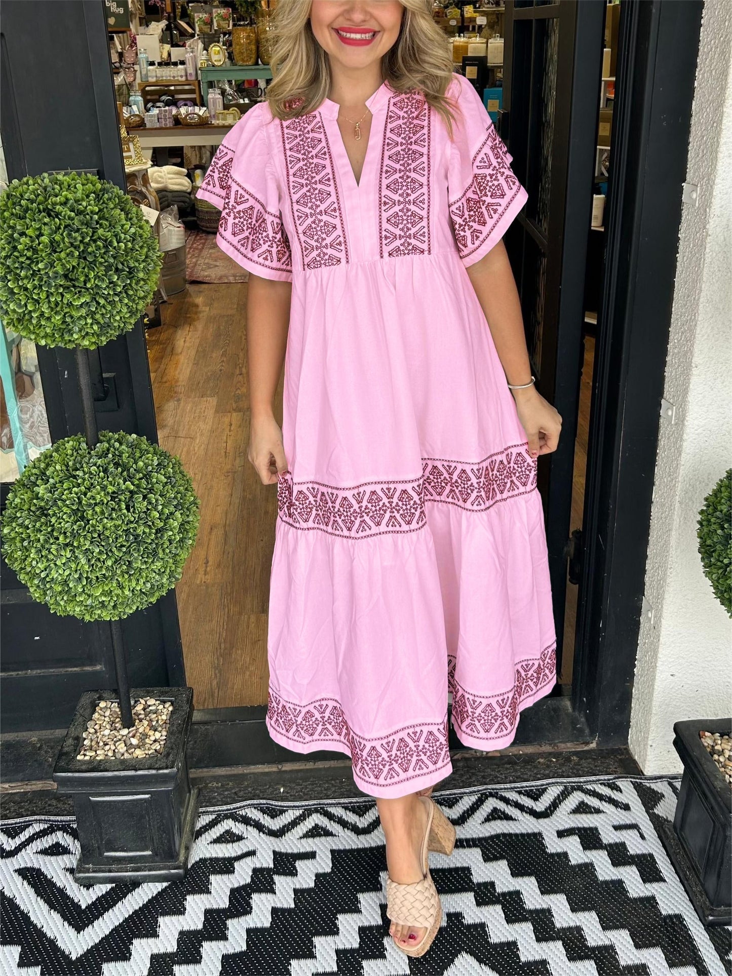 Robe longue bohème à col en V pour femme (2 achetées, livraison gratuite)