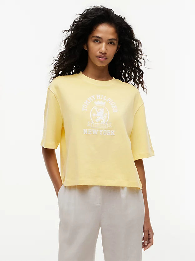Crest Embroidery Relaxed Washed Jersey T-Shirt