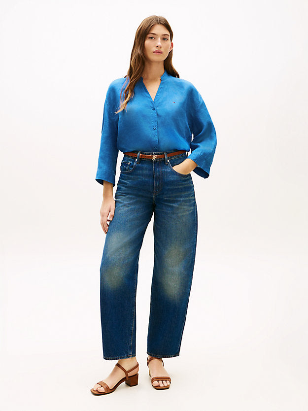 Relaxed Fit Pure Linen Half Sleeve Shirt