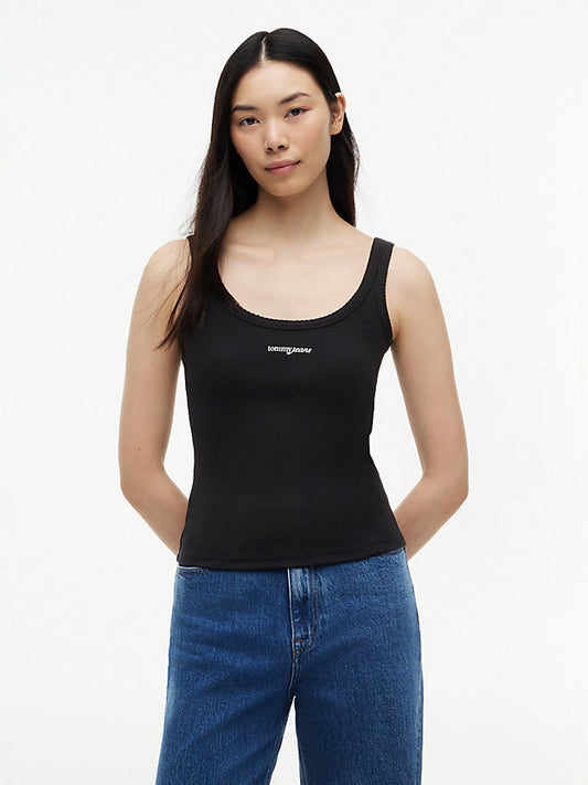 Logo Embroidery Slim Ribbed Tank Top