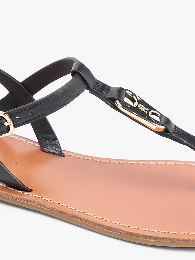 Leather Monogram Strap Sandals