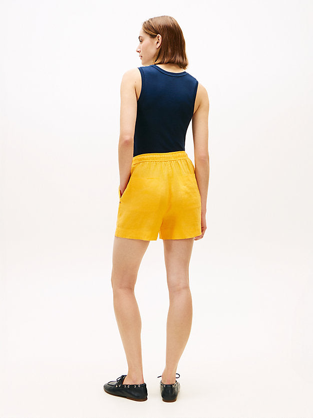 Flag Embroidery Pure Linen Shorts