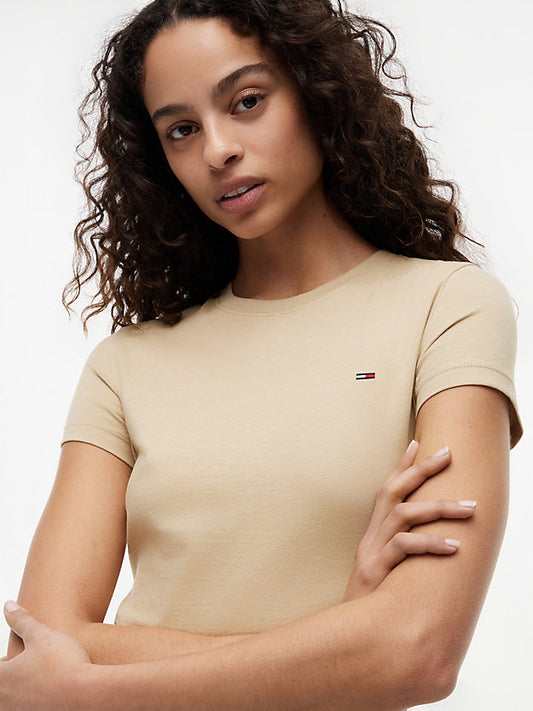 Flag Embroidery Slim Crew Neck T-Shirt