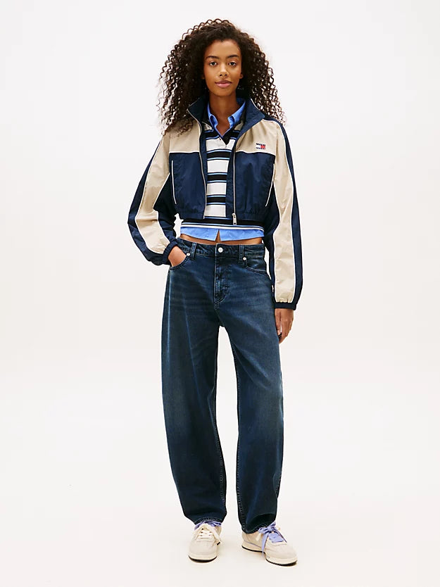 Badge Colour-Blocked Piping Crinkle Jacket
