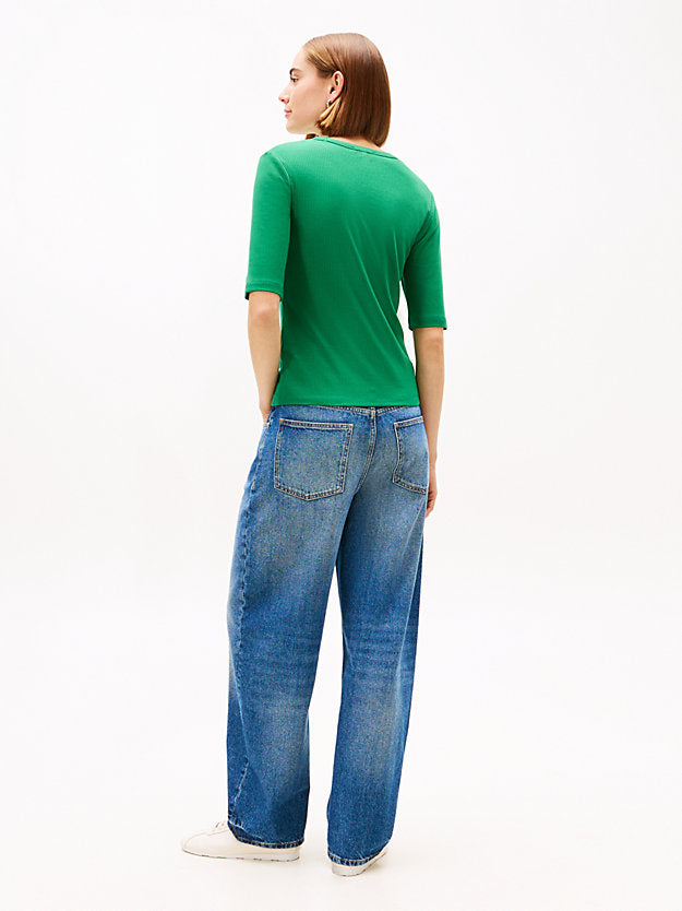 Ribbed Slim Half Sleeve T-Shirt