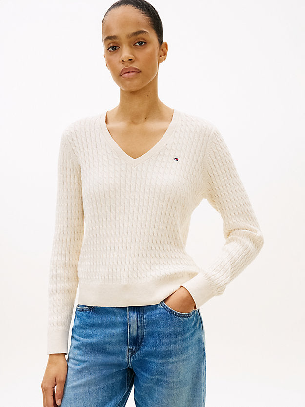 Cable Knit V-Neck Jumper