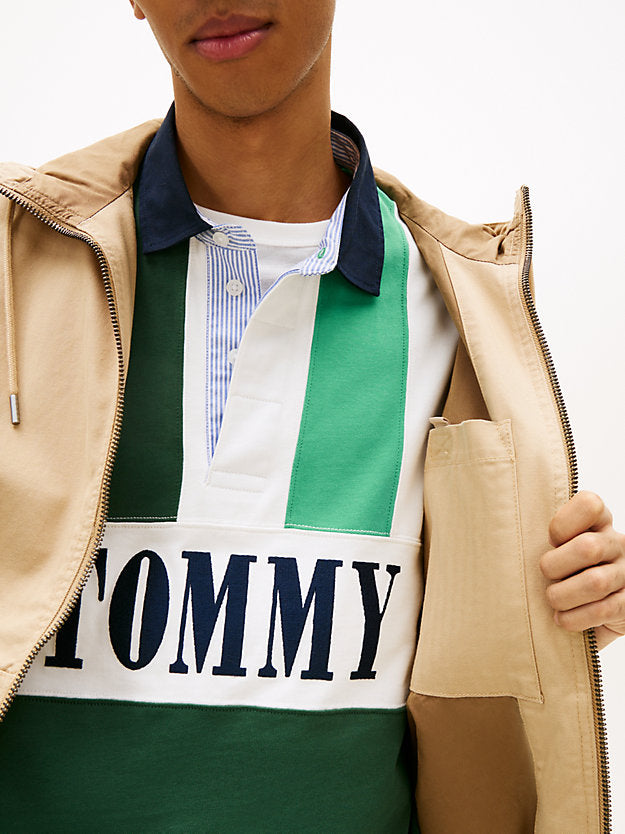 Herringbone Twill Relaxed Zip-Thru Hooded Jacket
