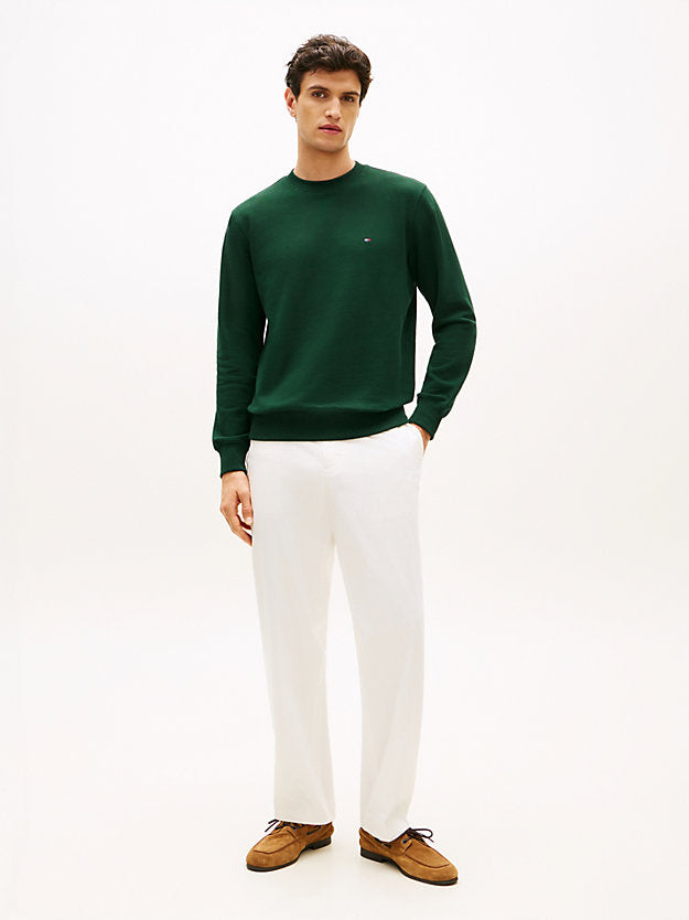 Flag Embroidery Terry Crew Neck Sweatshirt