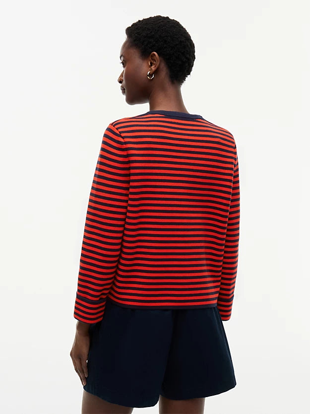 Gold-Tone Button Boxy Cardigan