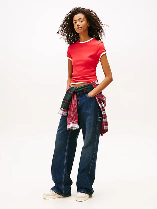 Ribbed Slim Crew Neck T-Shirt