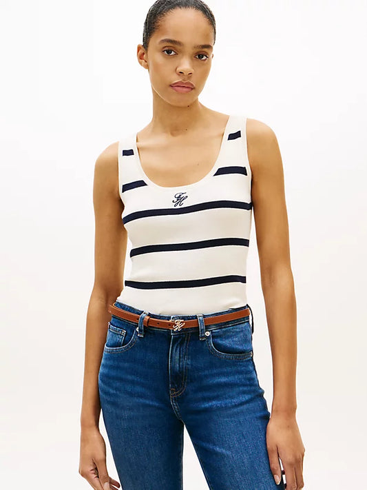 Premium Knit Embroidery Slim Tank Top