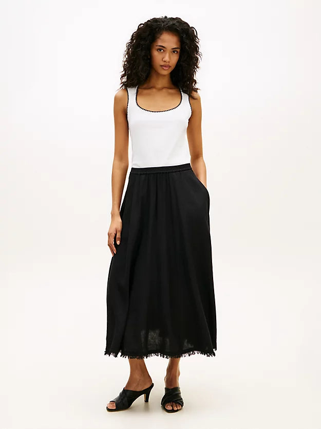 Contrast Stitch Ribbed Slim Tank Top