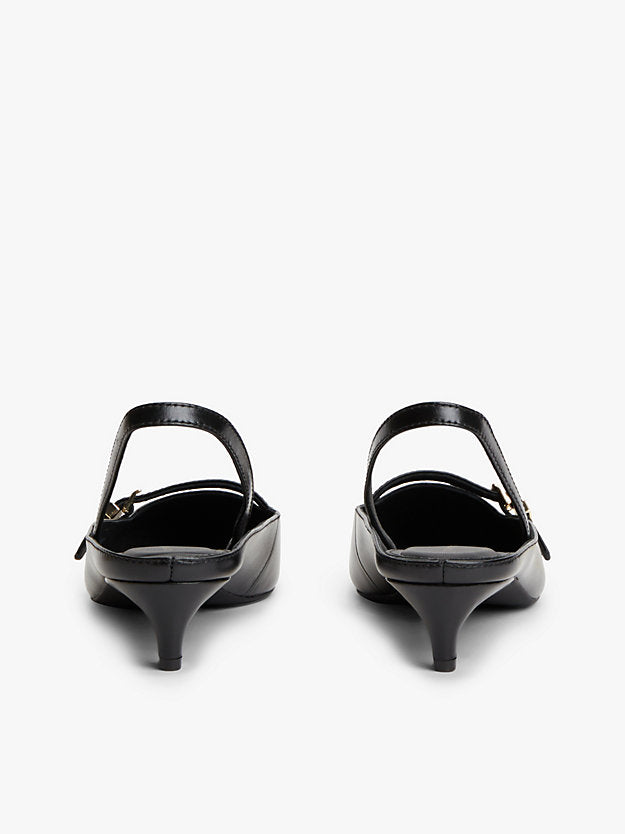 Leather Kitten Heel Slingbacks