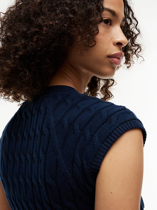 Cable Knit Slim Cap Sleeve Cardigan