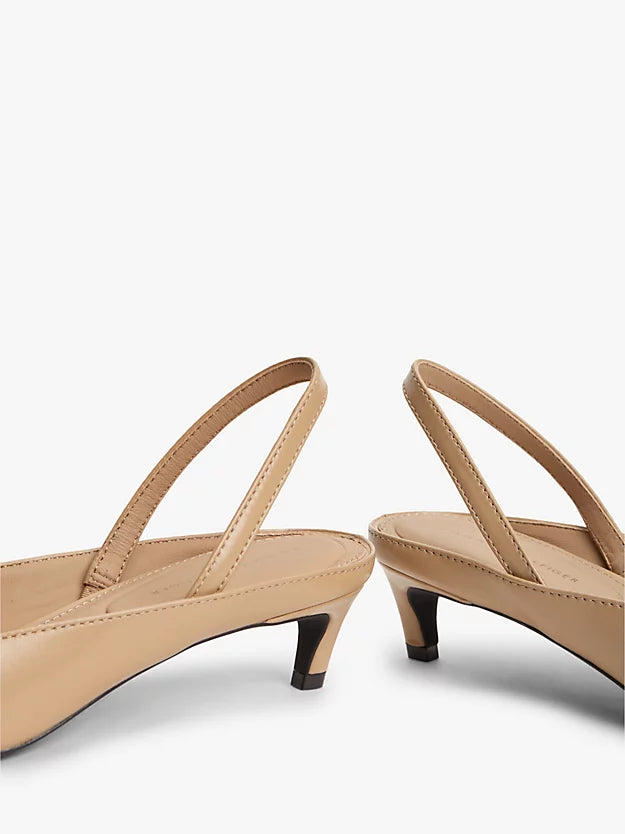 Leather Kitten Heel Slingbacks