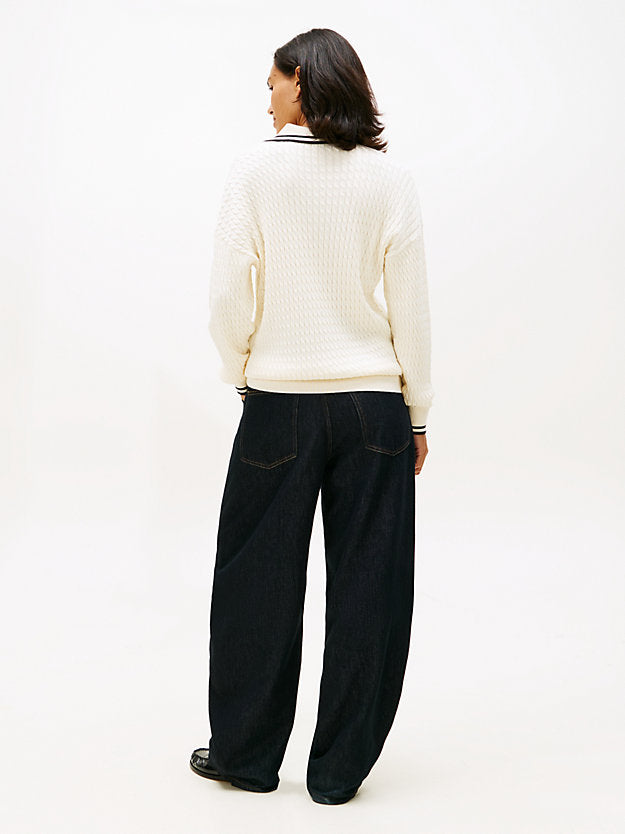 Cable Knit Polo Jumper