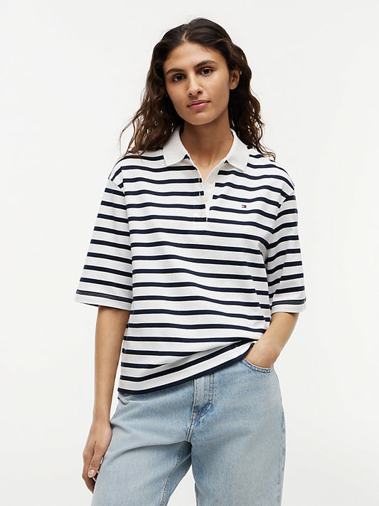 Relaxed Fit Interlock Knit Polo Shirt
