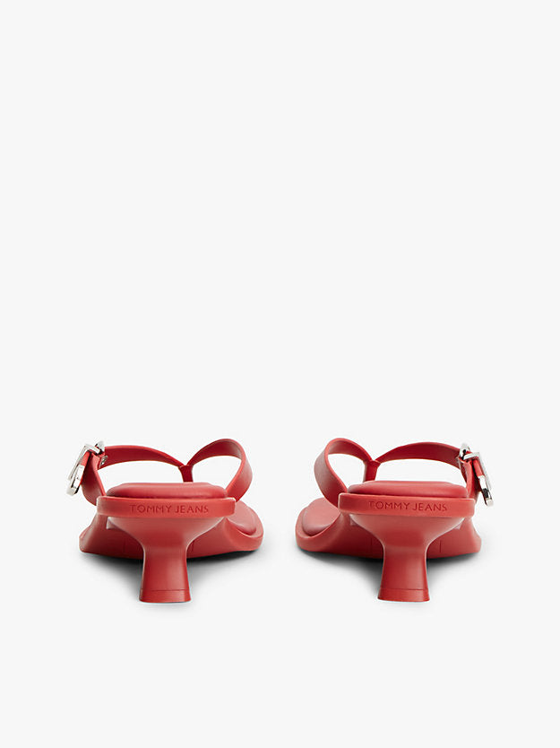 Leather Kitten Heel Toe Post Sandals