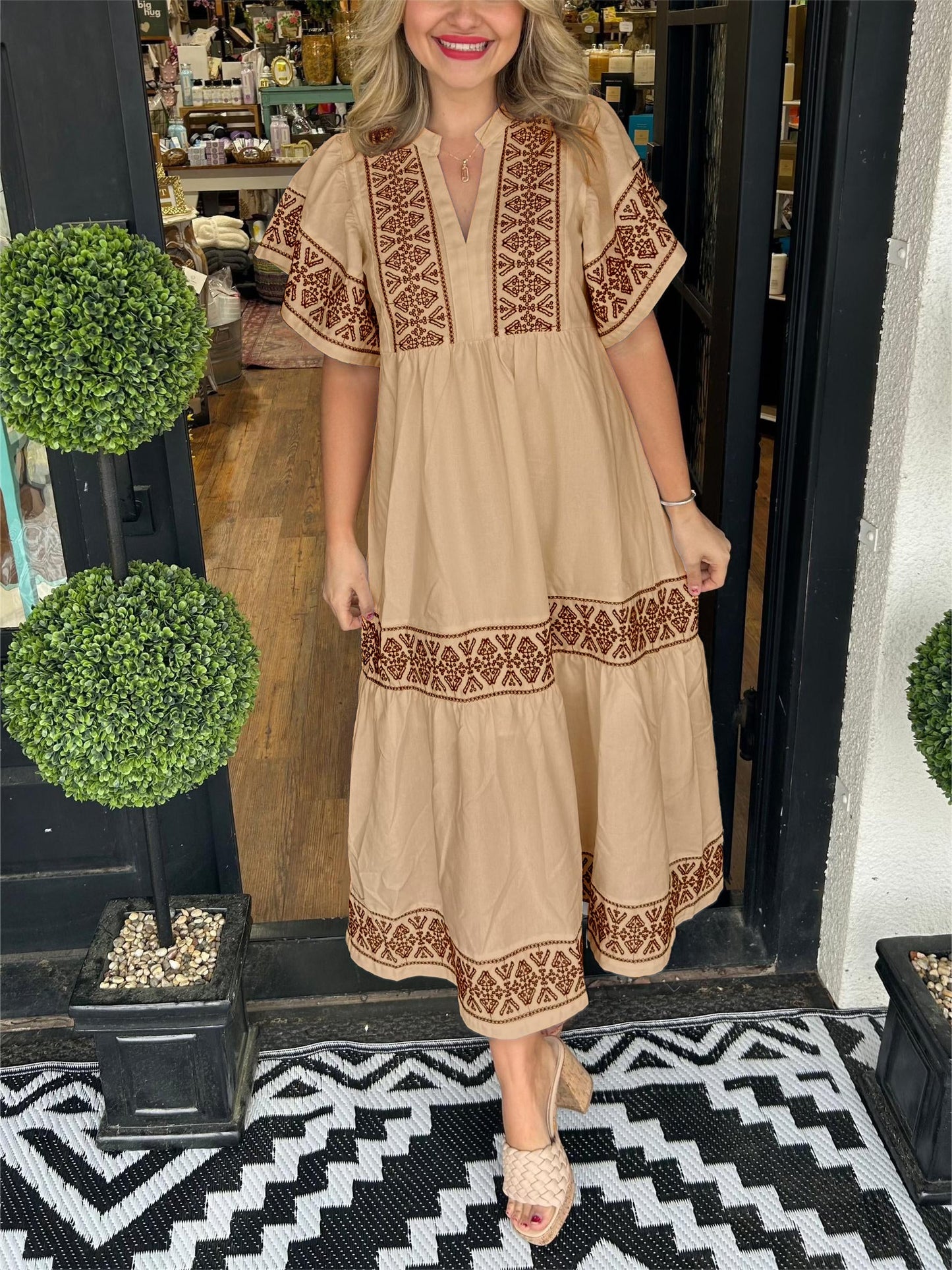 Robe longue bohème à col en V pour femme (2 achetées, livraison gratuite)