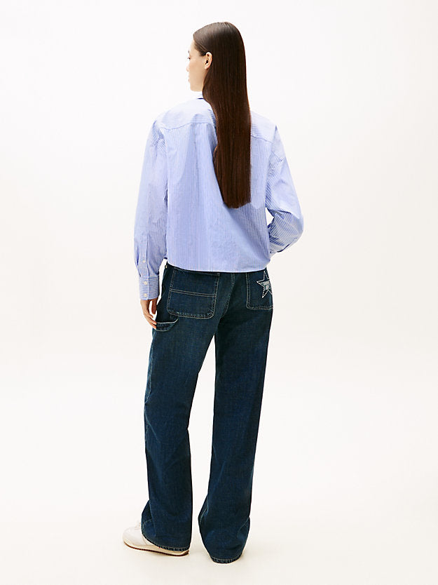 Oversized Fit Metallic Cropped Shirt