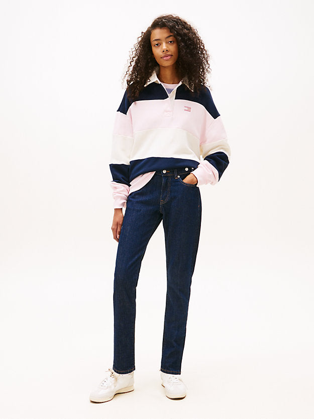 Waist Tab Mid Rise Slim Jeans