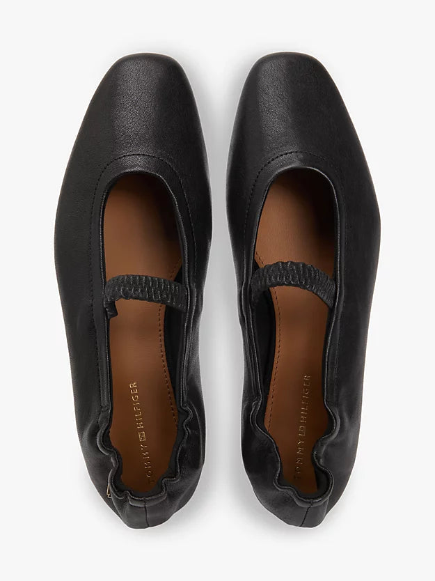 Leather Elasticated Strap Ballerinas