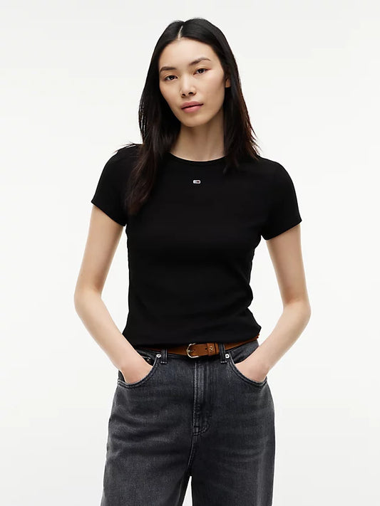 Ribbed Slim Crew Neck T-Shirt
